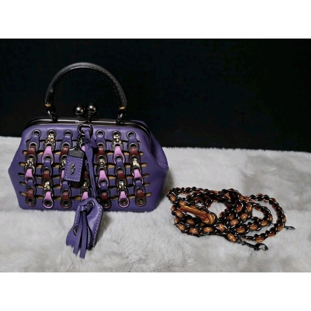Coach 1941 KissLock Frame Exotic Link Mini Crossbody Bag Purple - HTF